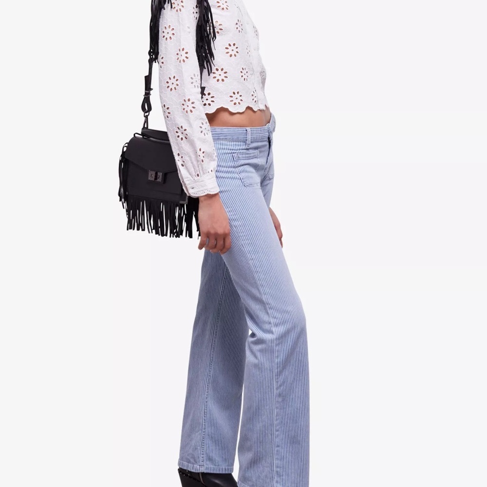 NWT | The Kooples | Emily | Black Leather Crossbody Bag with Fringe - Picture 7 of 12